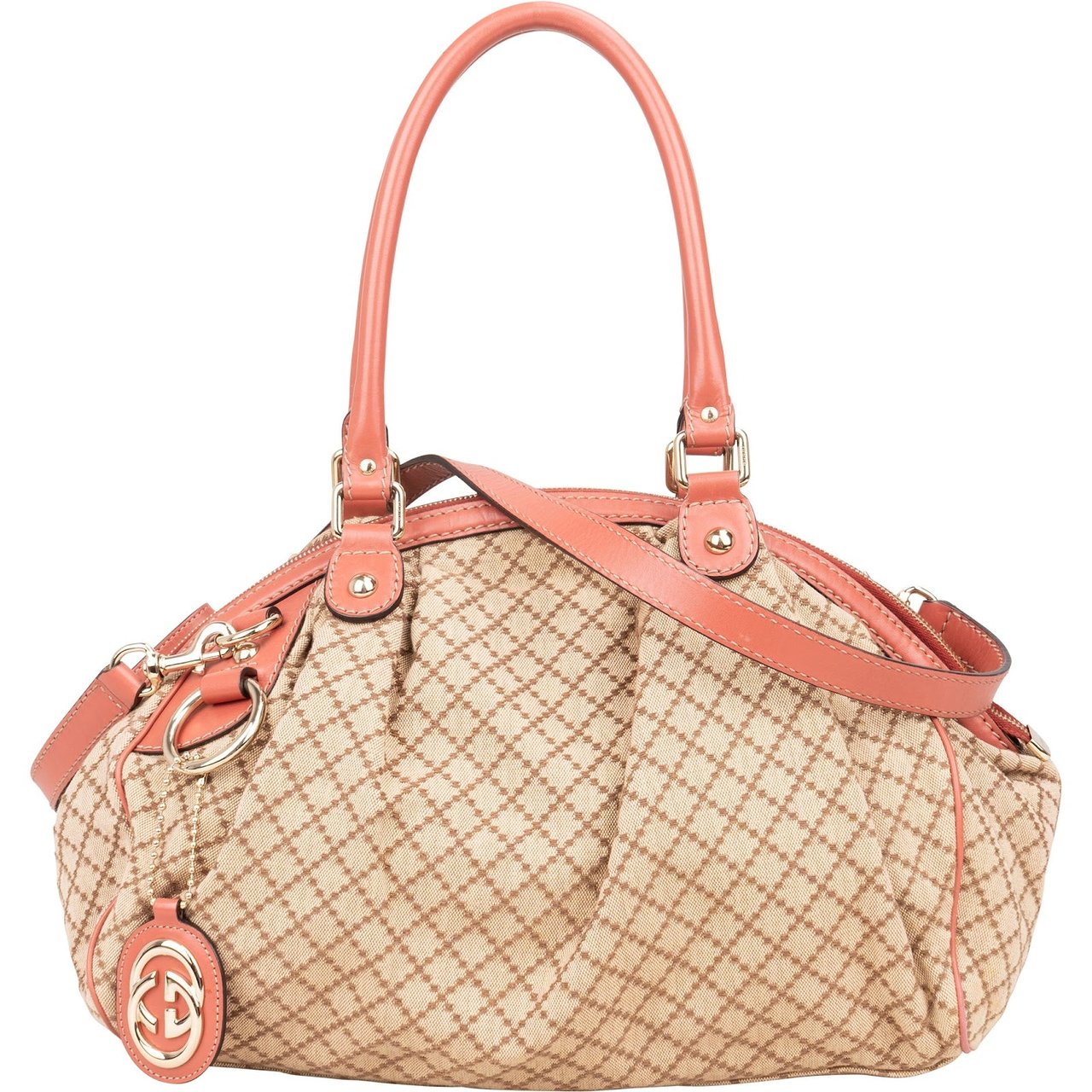 Gucci Gucci Diamante Monogram Sukey Handbag Beige
