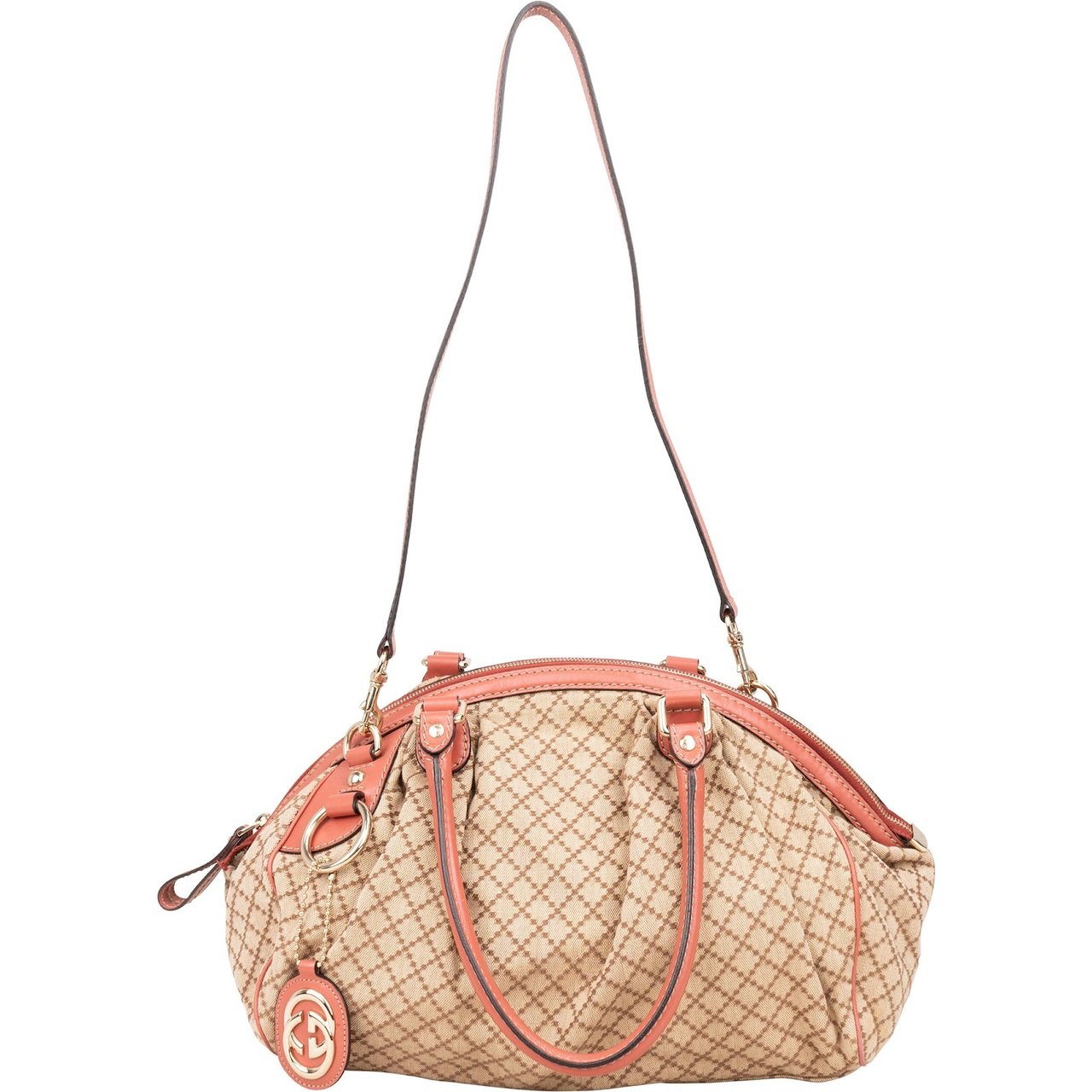 Gucci Gucci Diamante Monogram Sukey Handbag Beige