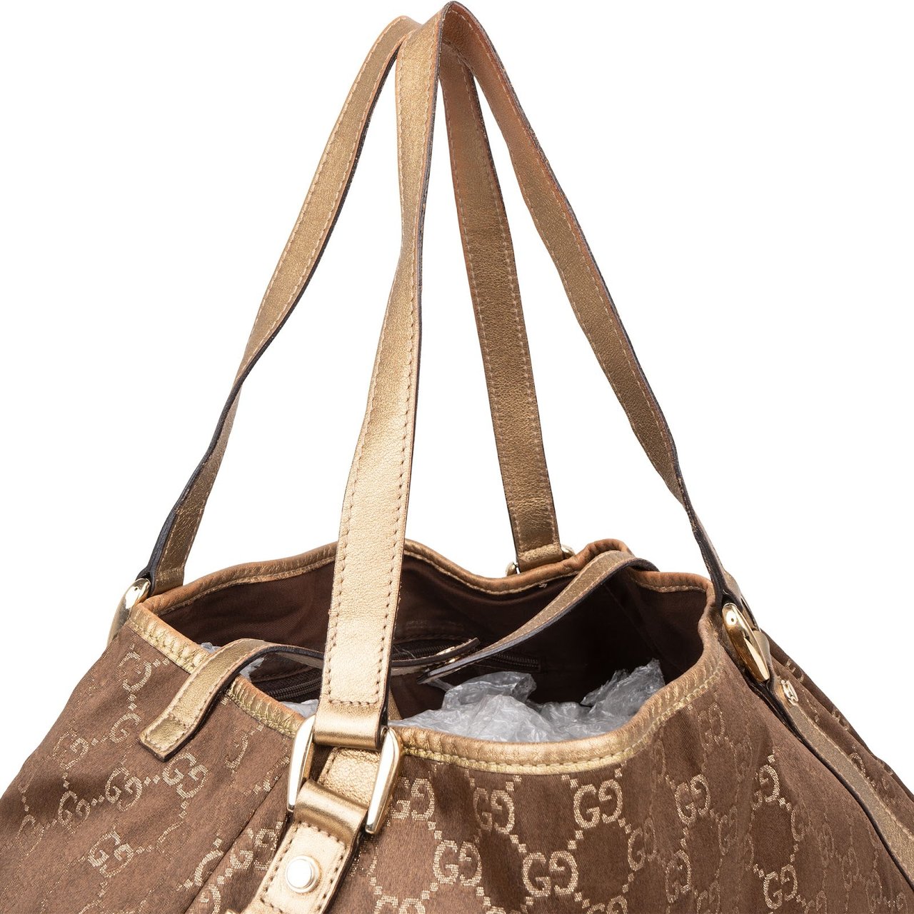 Gucci Gucci Monogram GG Metallic Abbey Hobo Shoulder Bag Bruin