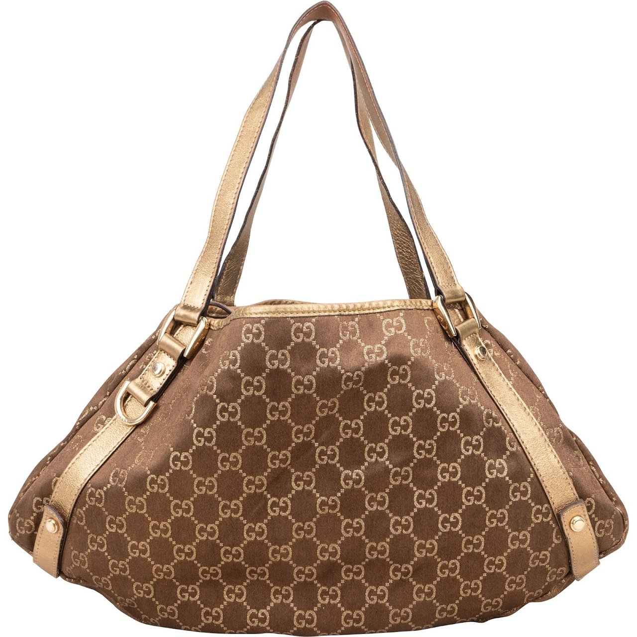 Gucci Gucci Monogram GG Metallic Abbey Hobo Shoulder Bag Bruin