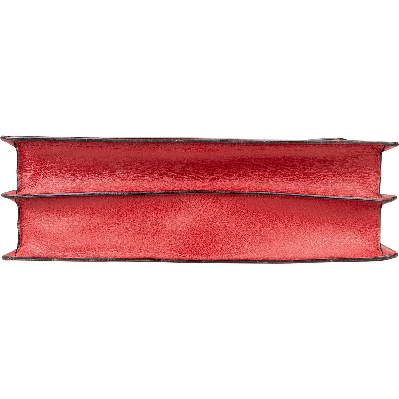 Gucci Gucci Red Grained Leather Bamboo Briefcase Crossbody Handbag Rood