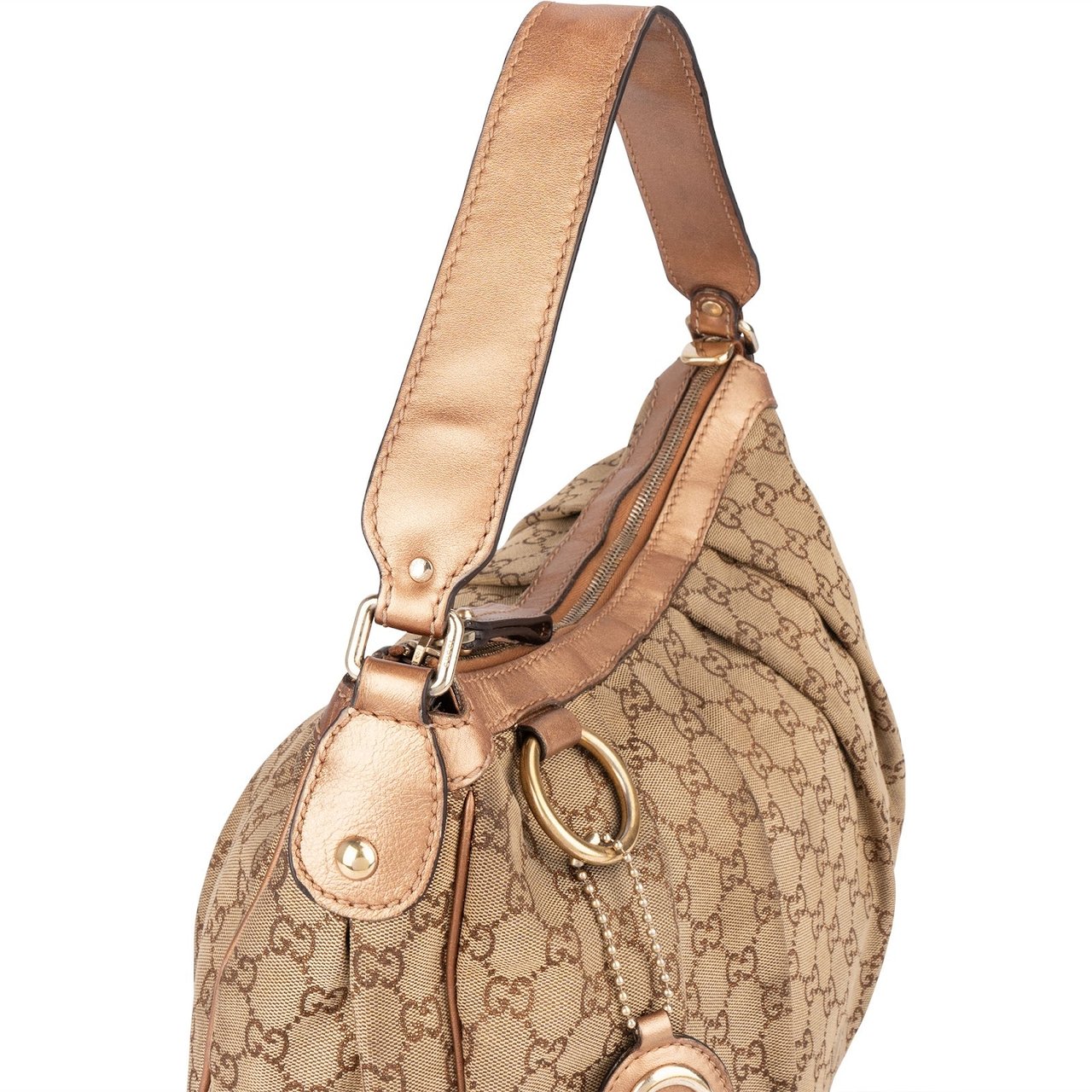 Gucci Gucci Monogram GG Canvas Sukey Hobo Shoulder Bag Bruin