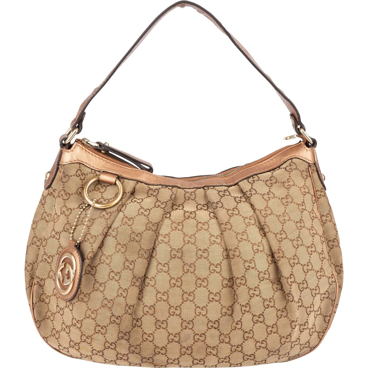 Gucci Gucci Monogram GG Canvas Sukey Hobo Shoulder Bag Bruin