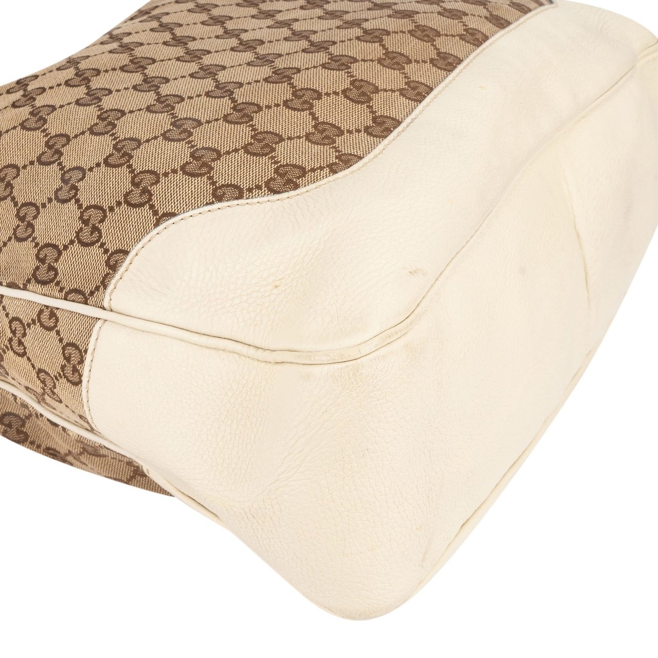 Gucci Gucci Monogram GG Canvas Bamboo Hobo Shoulder Bag Beige