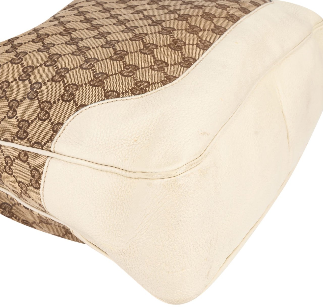 Gucci Monogram GG Canvas Bamboo Hobo Shoulder Bag Beige