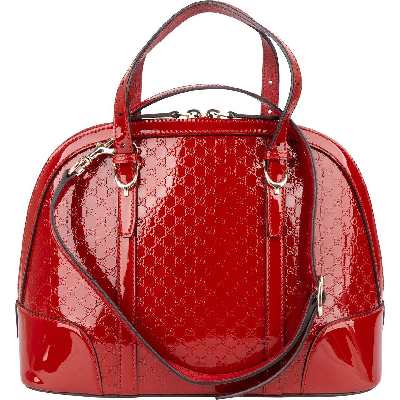 Gucci Gucci Red Microguccissima Patent Leather Dome Handbag Rood