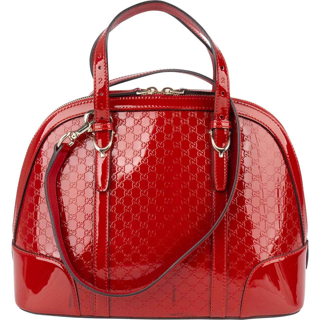 Gucci Gucci Red Microguccissima Patent Leather Dome Handbag Rood