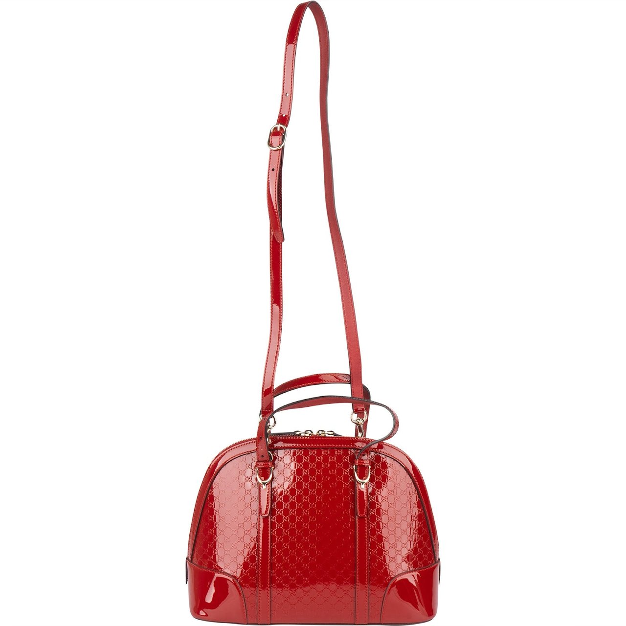 Gucci Gucci Red Microguccissima Patent Leather Dome Handbag Rood
