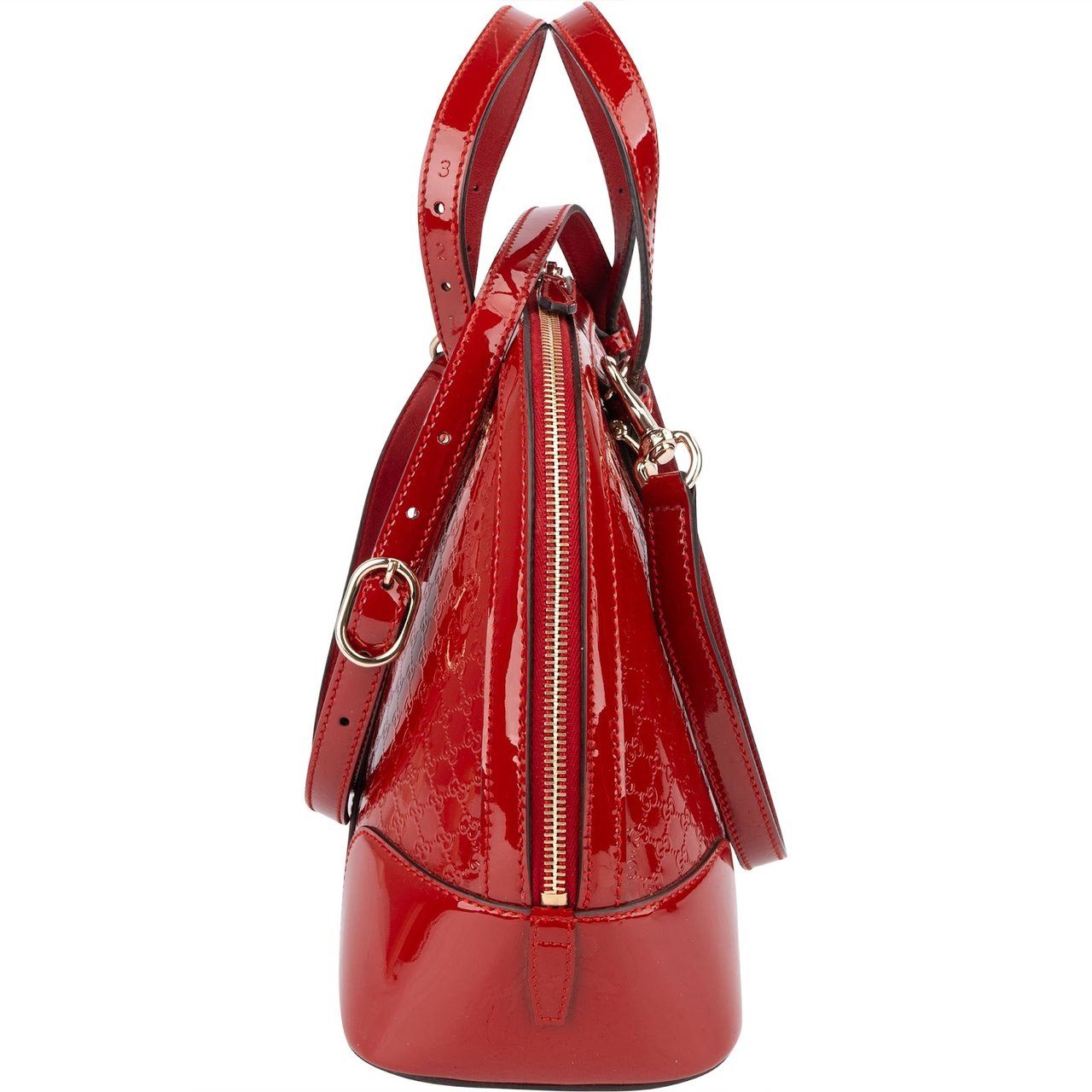 Gucci Gucci Red Microguccissima Patent Leather Dome Handbag Rood
