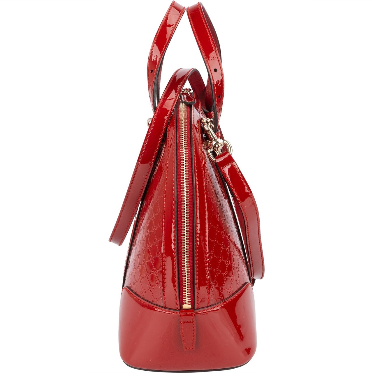 Gucci Gucci Red Microguccissima Patent Leather Dome Handbag Rood