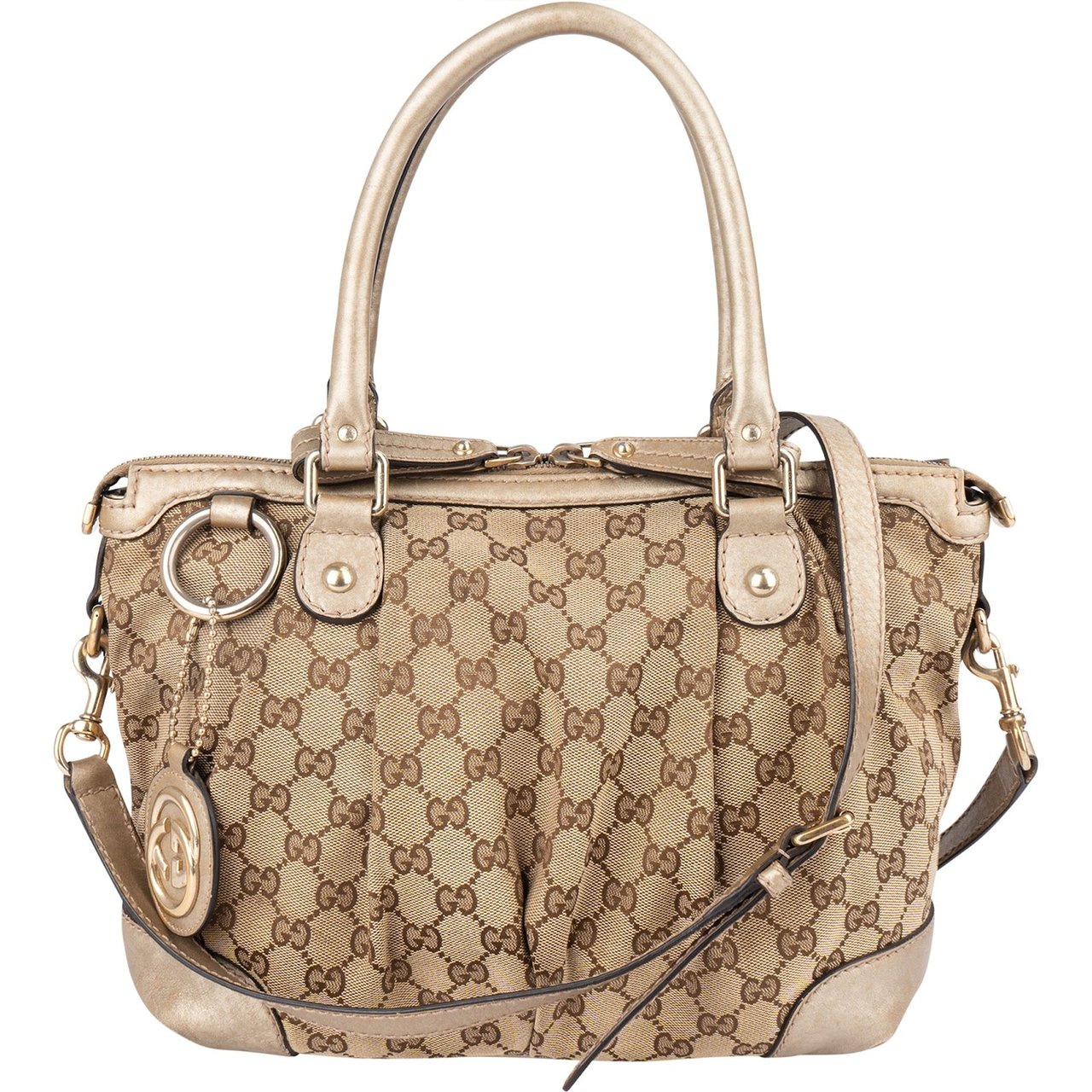 Gucci Gucci Monogram GG Sukey Handbag Bruin