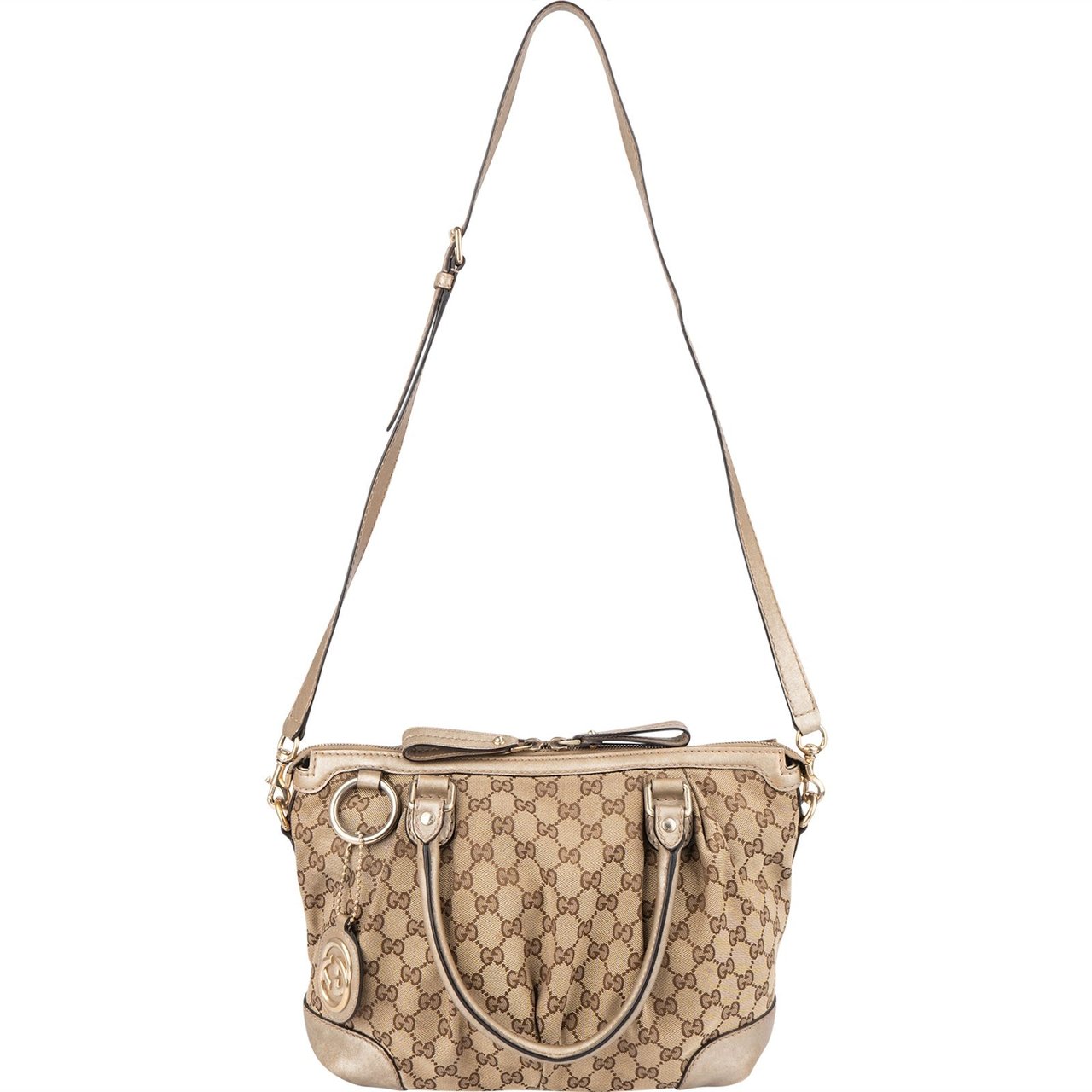 Gucci Gucci Monogram GG Sukey Handbag Bruin