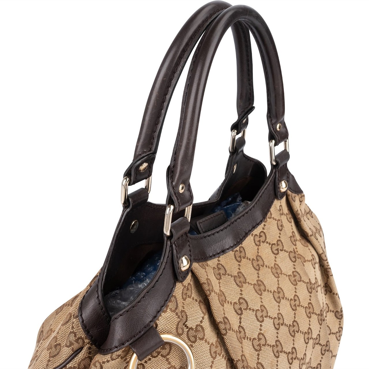 Gucci Gucci Monogram GG Sukey Handbag Bruin
