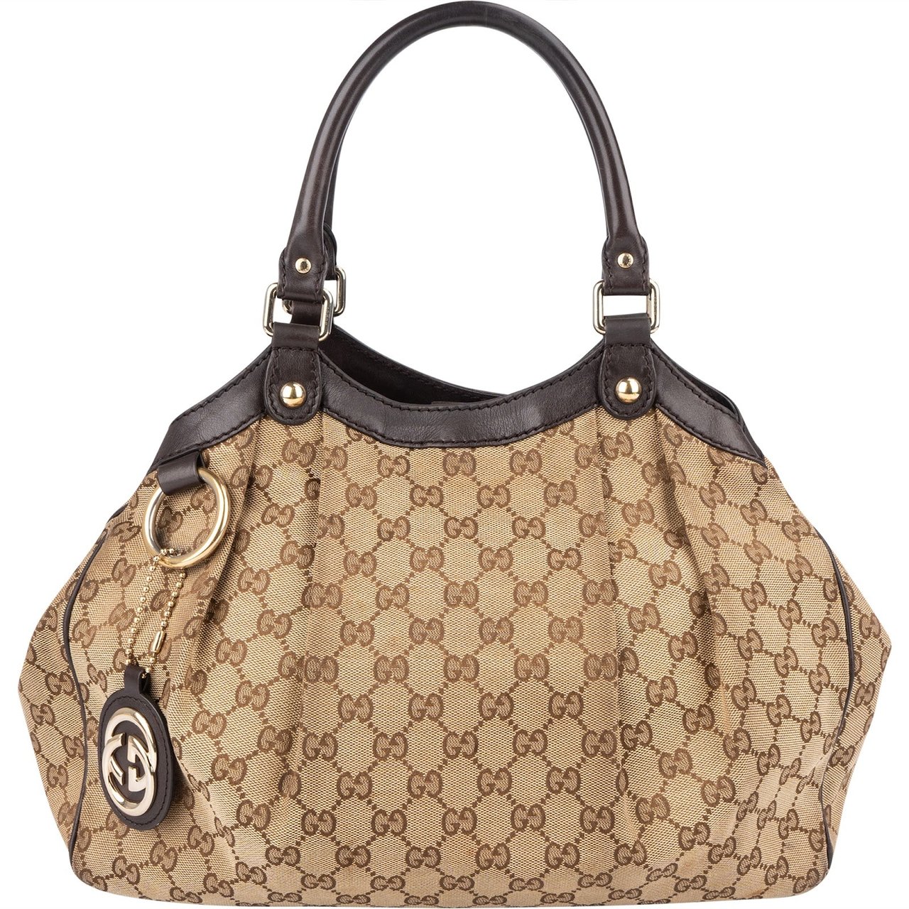 Gucci Gucci Monogram GG Sukey Handbag Bruin