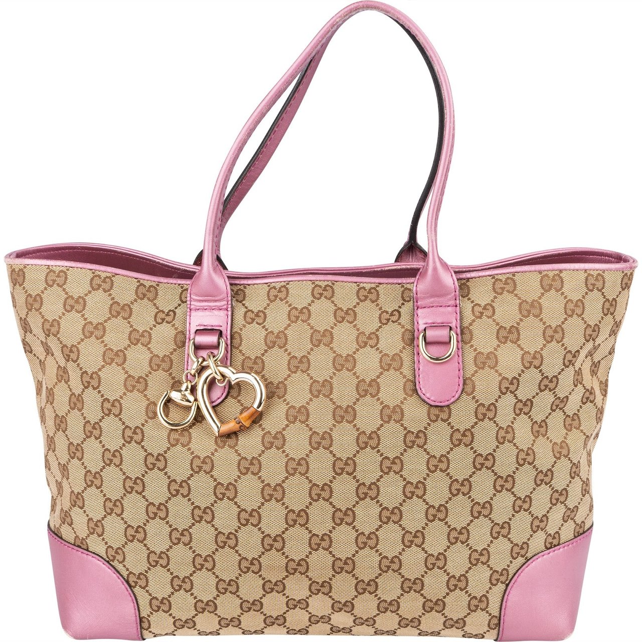 Gucci Gucci Monogram GG Heart Bit Tote Handbag Bruin