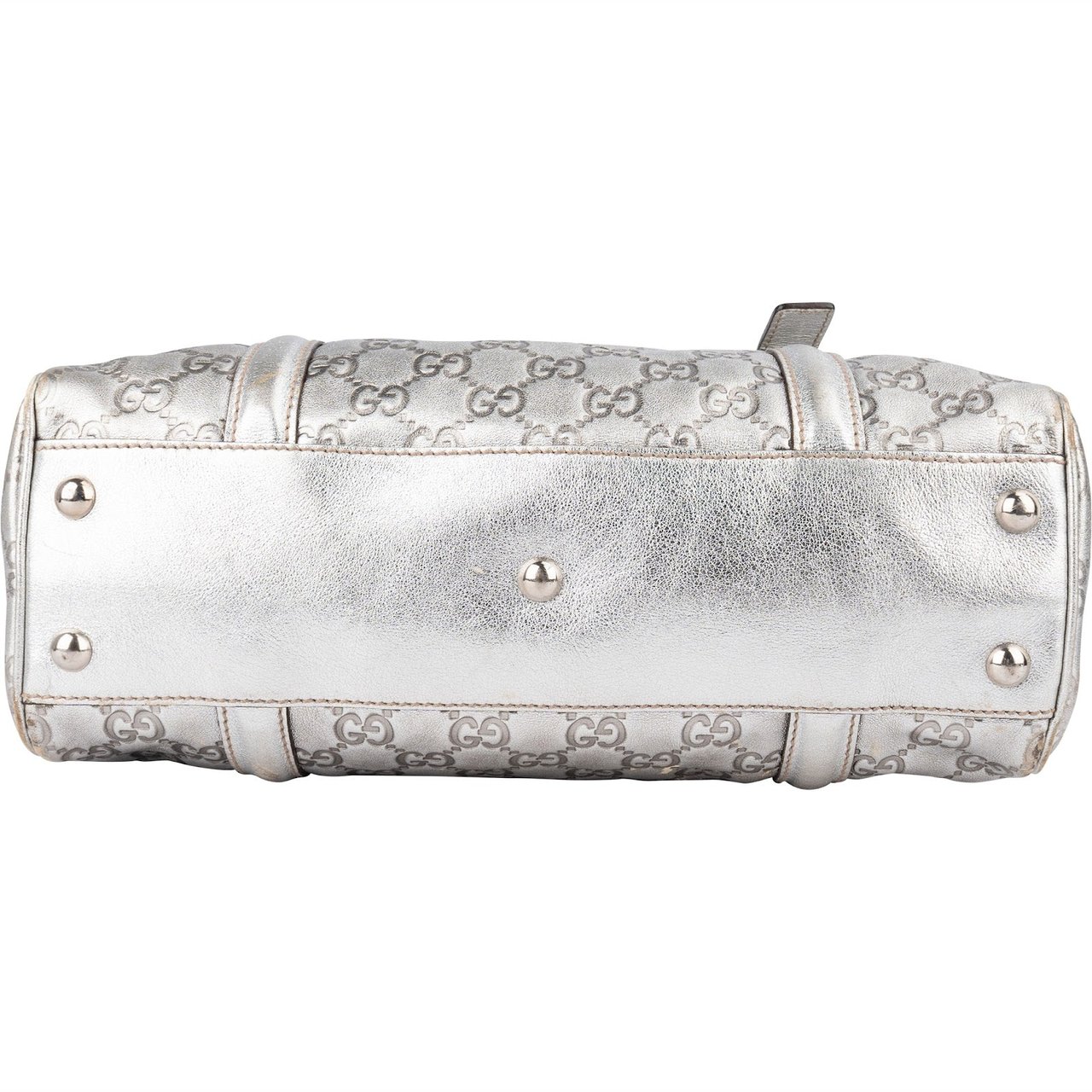 Gucci Gucci Leather Monogram Interlocking G Boston Bag Handbag Zilver