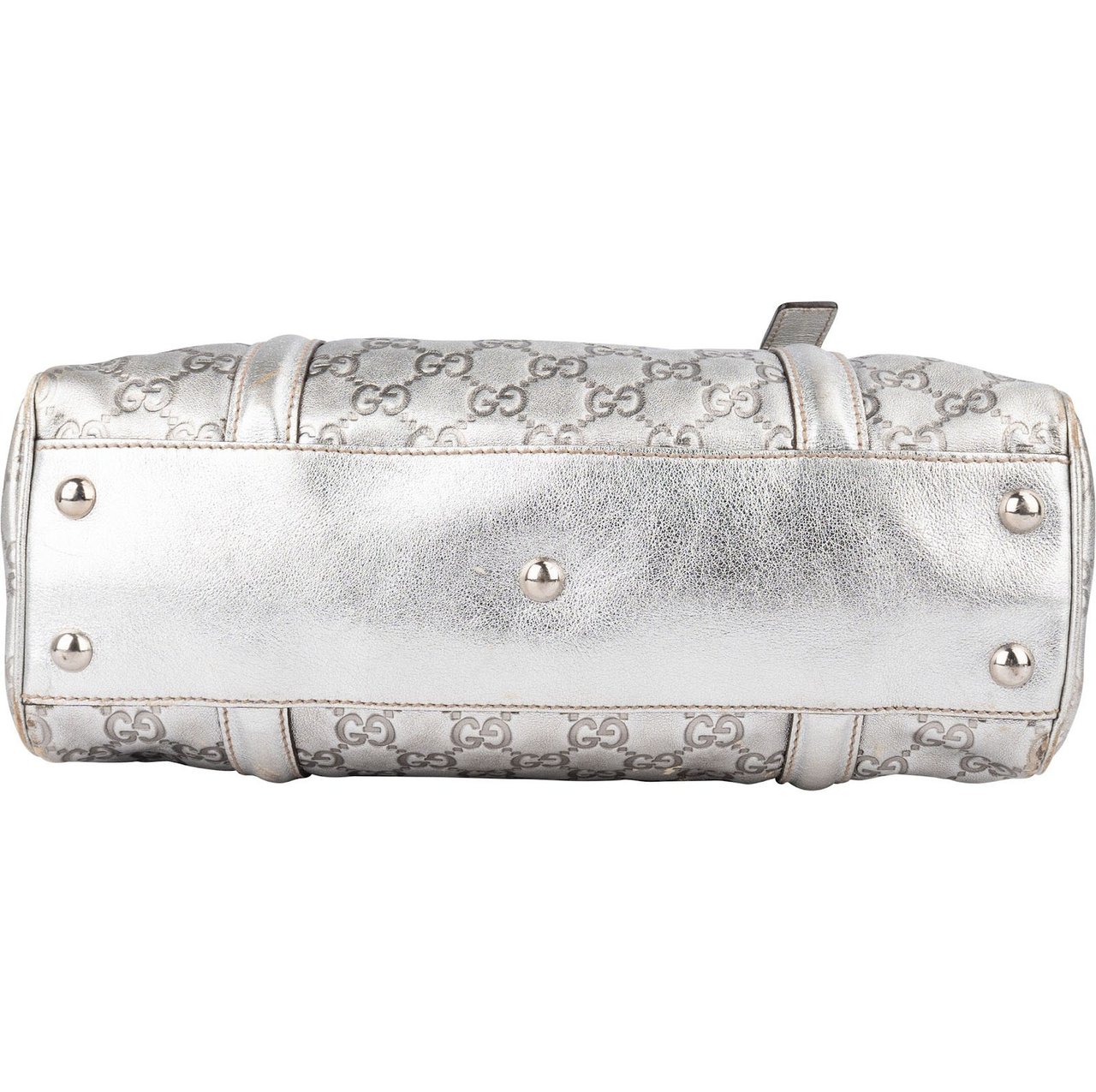 Gucci Leather Monogram Interlocking G Boston Bag Handbag Zilver