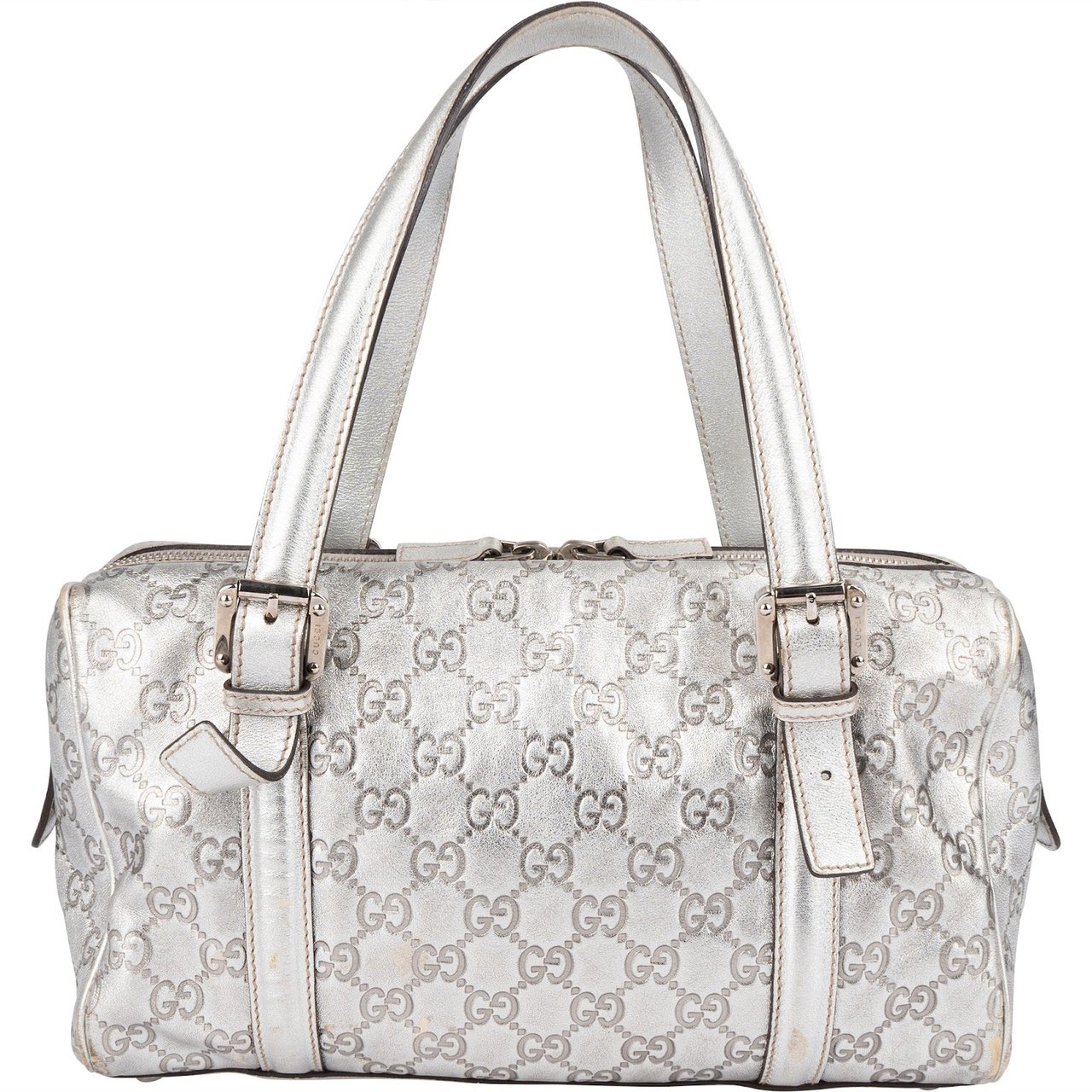 Gucci Gucci Leather Monogram Interlocking G Boston Bag Handbag Zilver