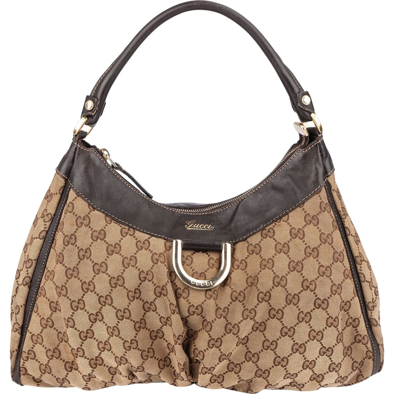 Gucci Gucci Monogram Abbey D-Ring Hobo Shoulder Bag Bruin