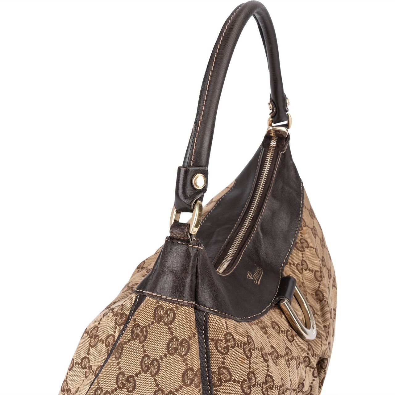 Gucci Gucci Monogram Abbey D-Ring Hobo Shoulder Bag Bruin