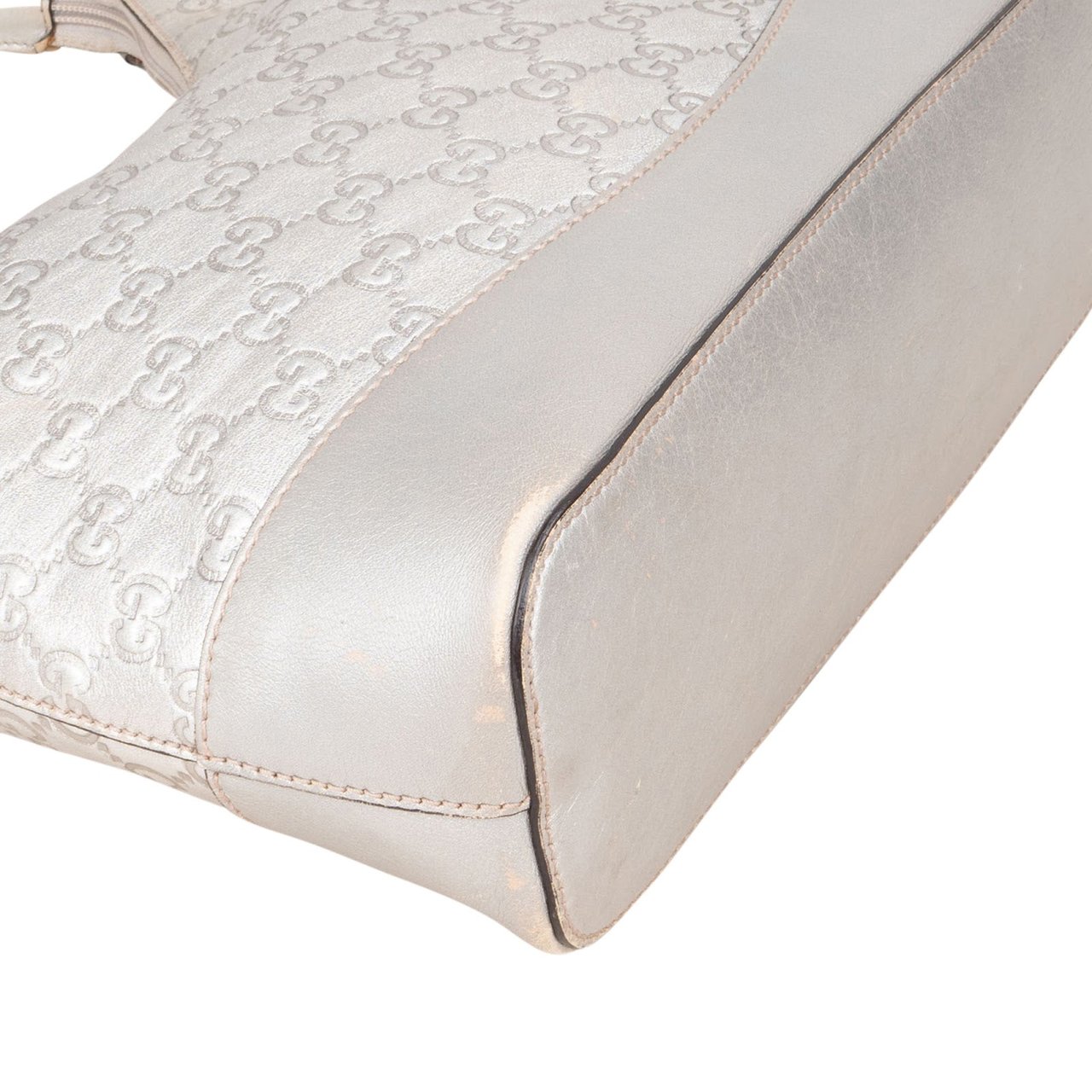 Gucci Gucci Silver Guccissima Leather Hobo Shoulder Bag Zilver