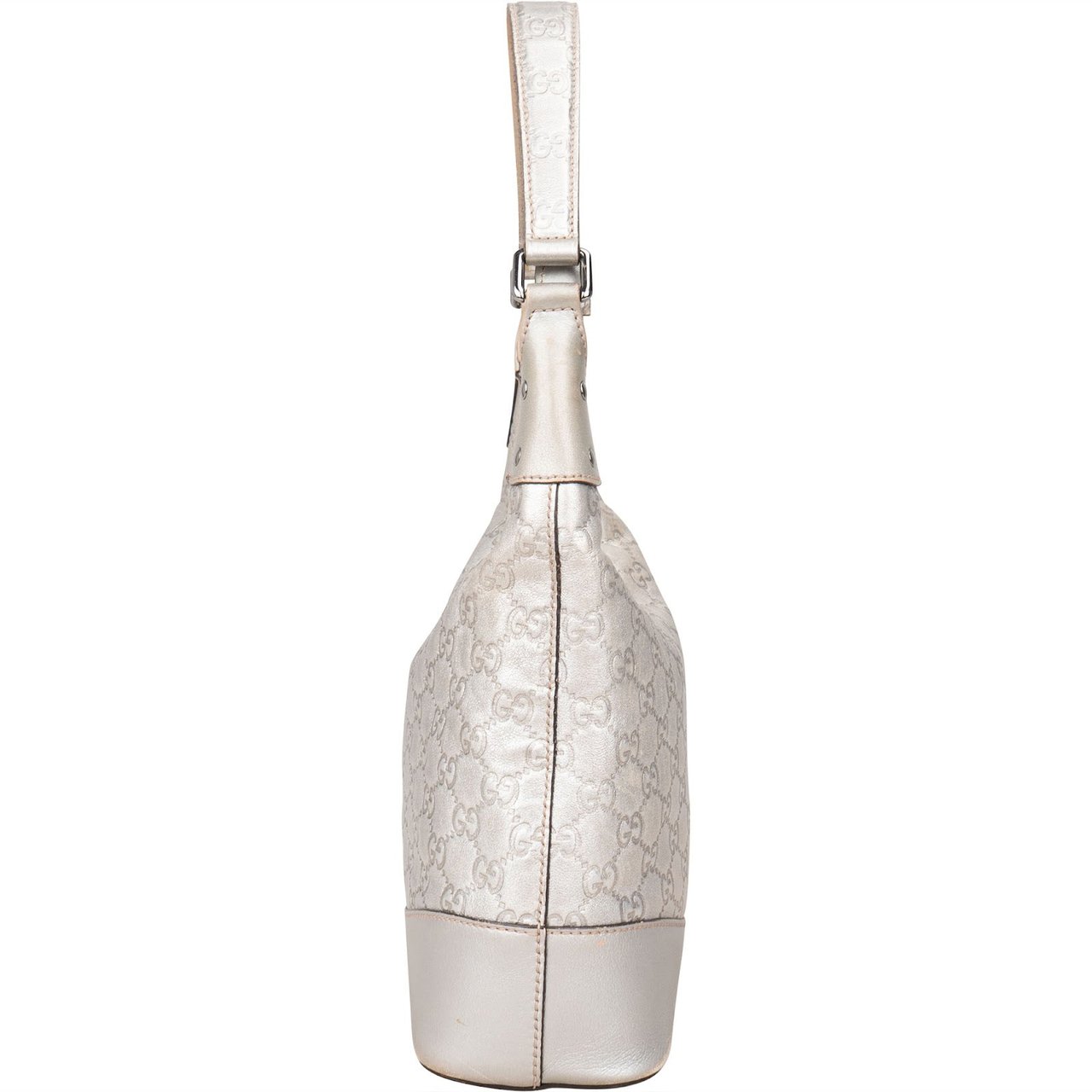 Gucci Silver Guccissima Leather Hobo Shoulder Bag Zilver