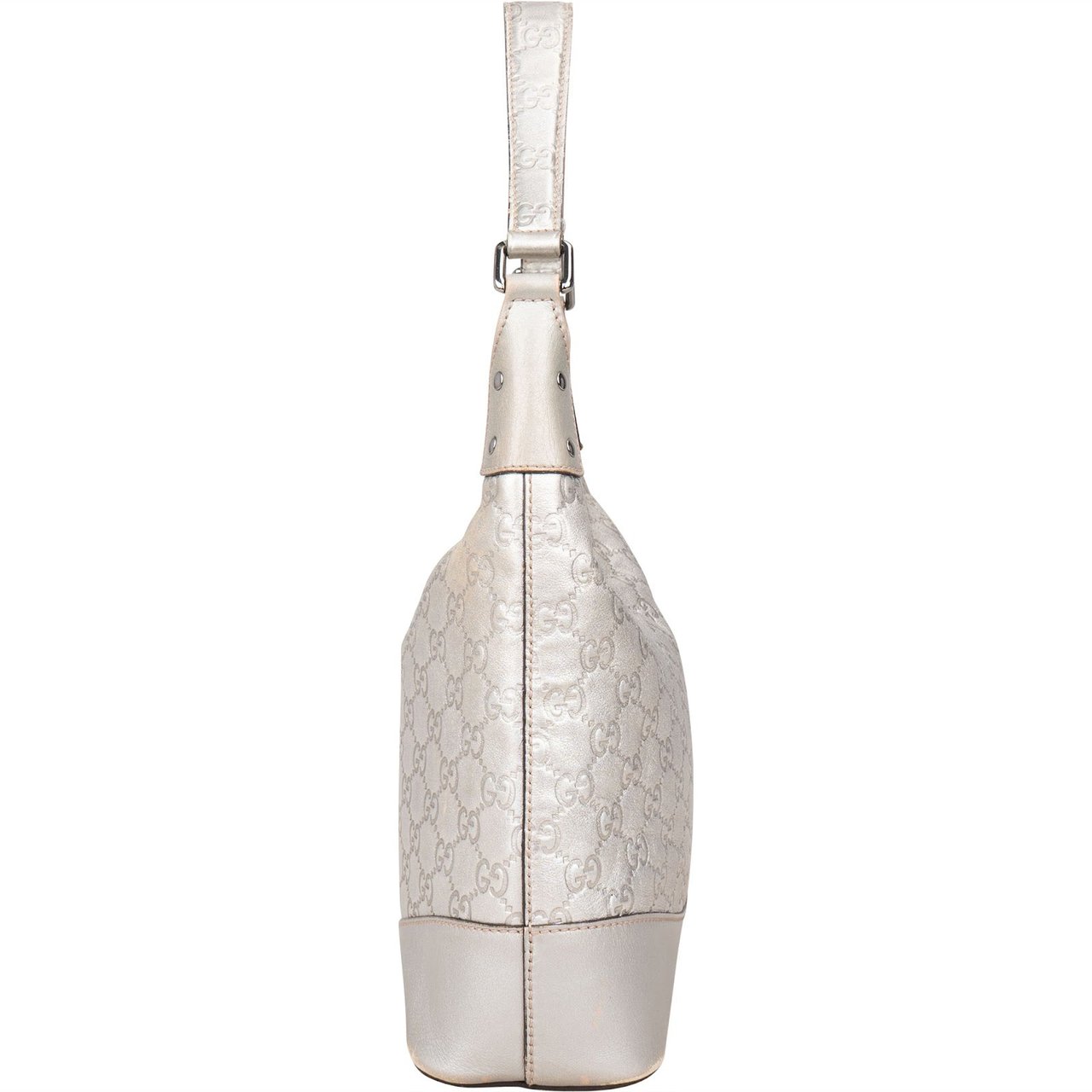 Gucci Silver Guccissima Leather Hobo Shoulder Bag Zilver