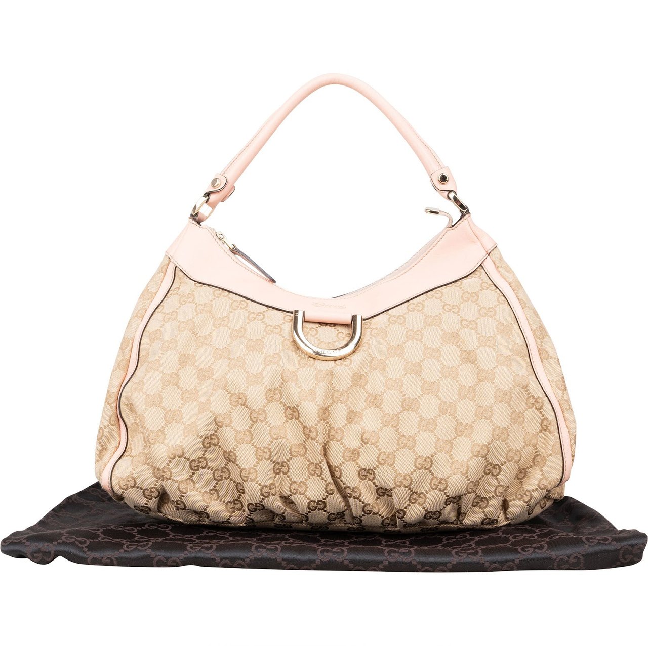 Gucci Gucci Monogram GG Abbey Hobo Handbag Beige