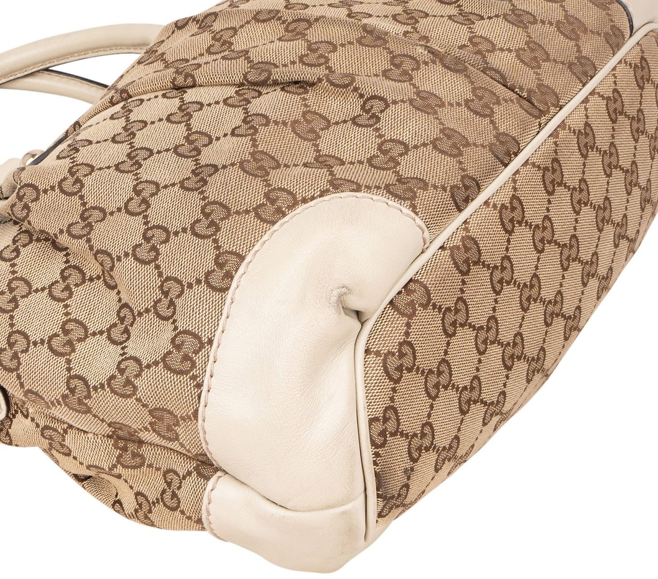 Gucci Gucci Monogram GG Sukey Satchel Handbag Beige