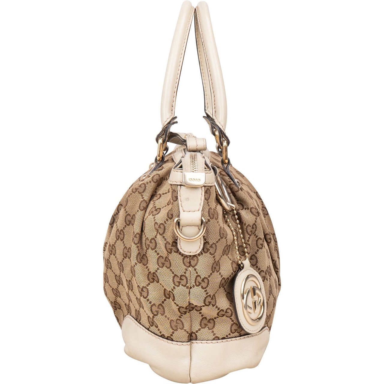 Gucci Gucci Monogram GG Sukey Satchel Handbag Beige