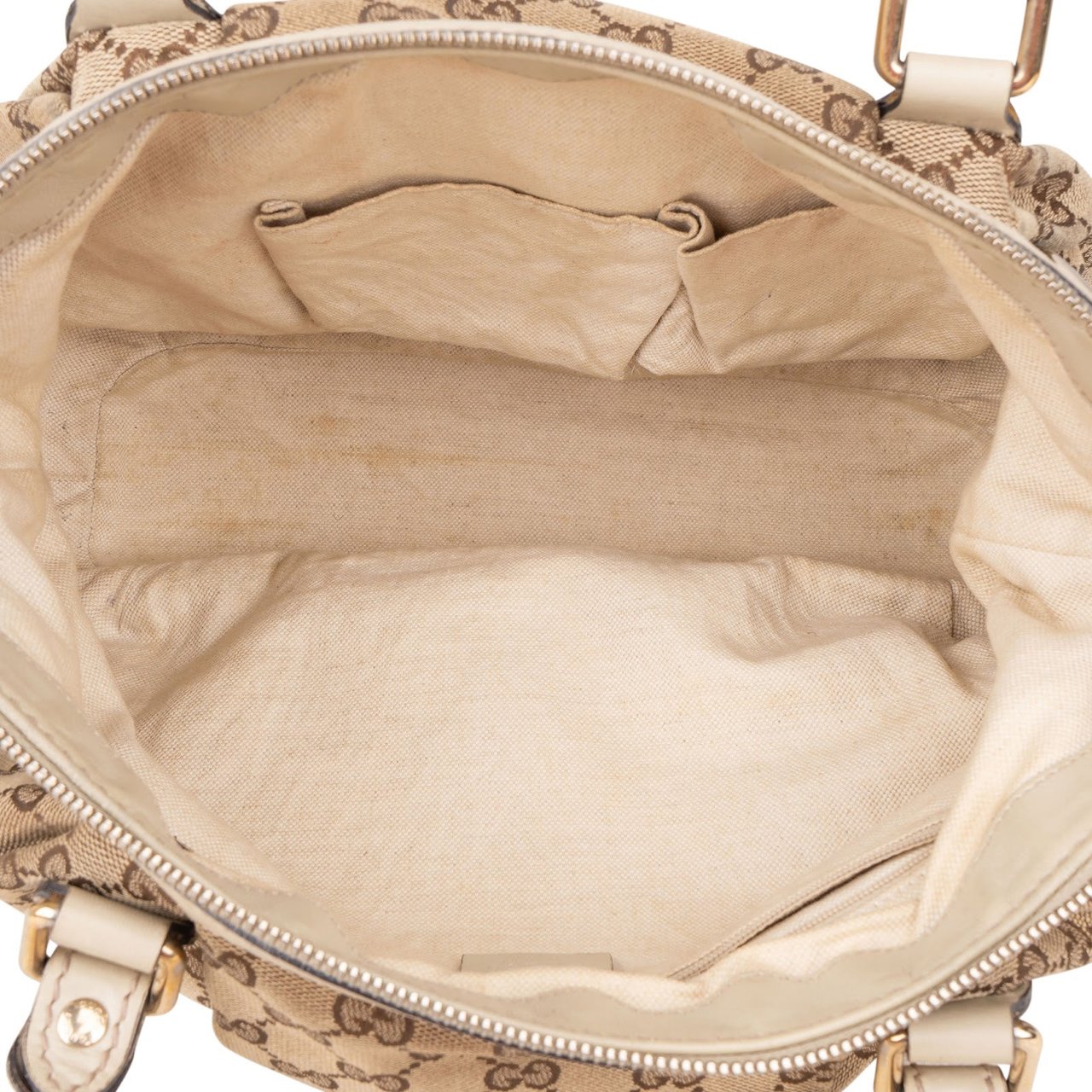 Gucci Gucci Monogram GG Sukey Satchel Handbag Beige