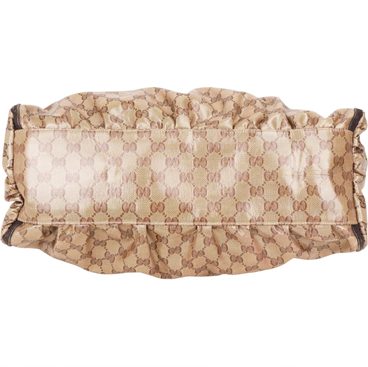 Gucci Gucci Monogram GG Patent Canvas Abbey Hobo Shoulder Bag Beige