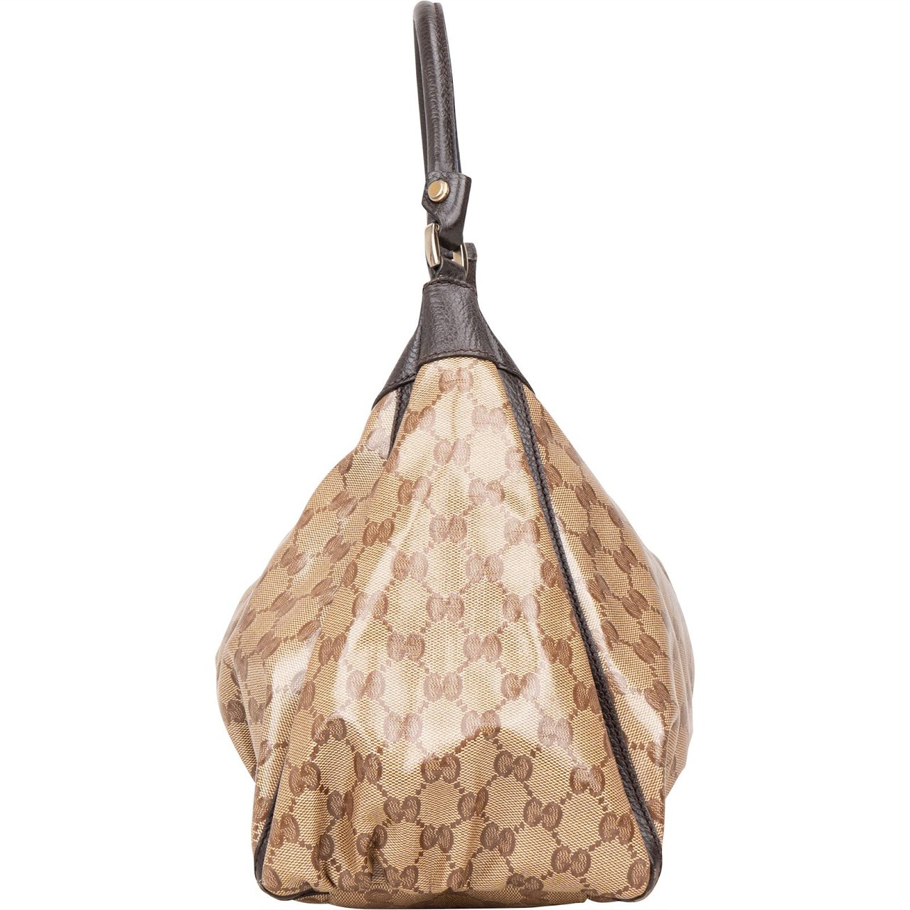 Gucci Gucci Monogram GG Patent Canvas Abbey Hobo Shoulder Bag Beige