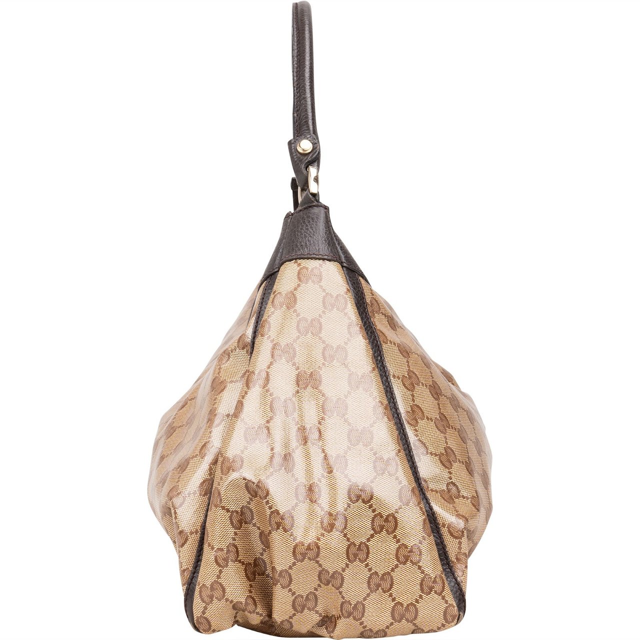 Gucci Gucci Monogram GG Patent Canvas Abbey Hobo Shoulder Bag Beige