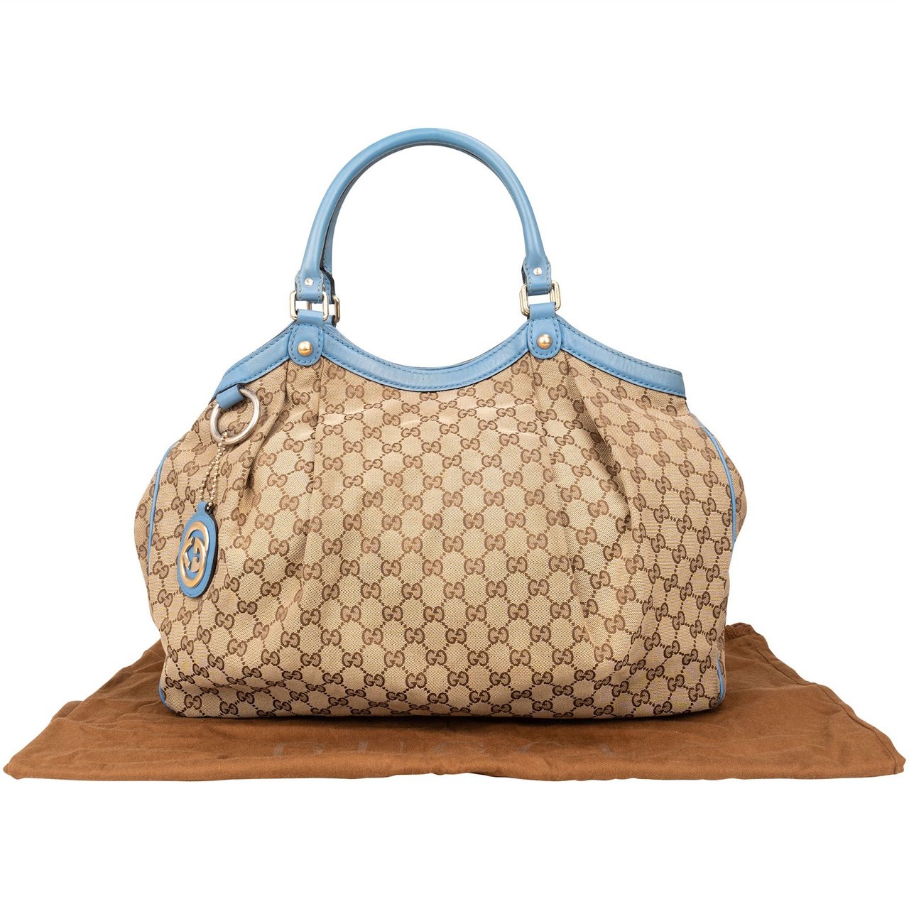 Gucci Gucci Monogram GG Sukey Handbag Beige