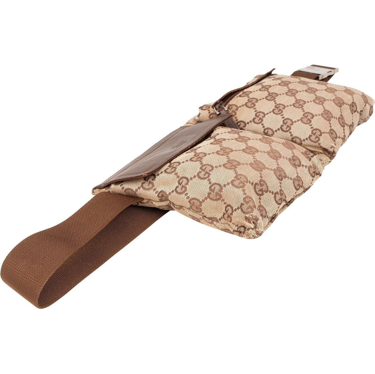 Gucci Gucci Monogram GG Twin Pocket Belt Crossbody Bumbag Beige