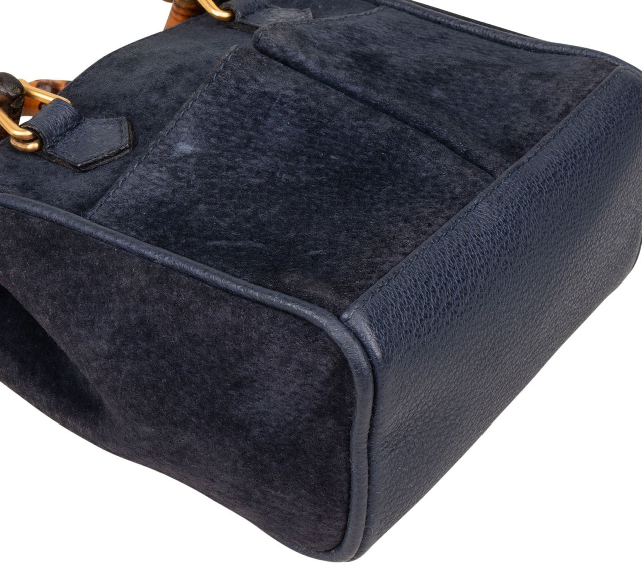 Gucci Gucci Suede Bamboo Mini Handbag Navy
