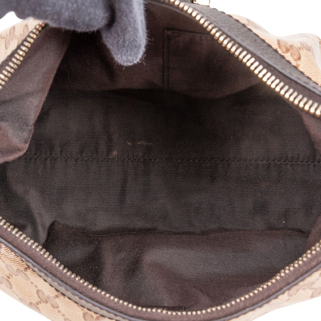 Gucci Gucci Monogram GG Patent Abbey Handbag Beige