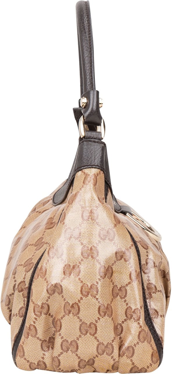 Gucci Gucci Monogram GG Patent Abbey Handbag Beige