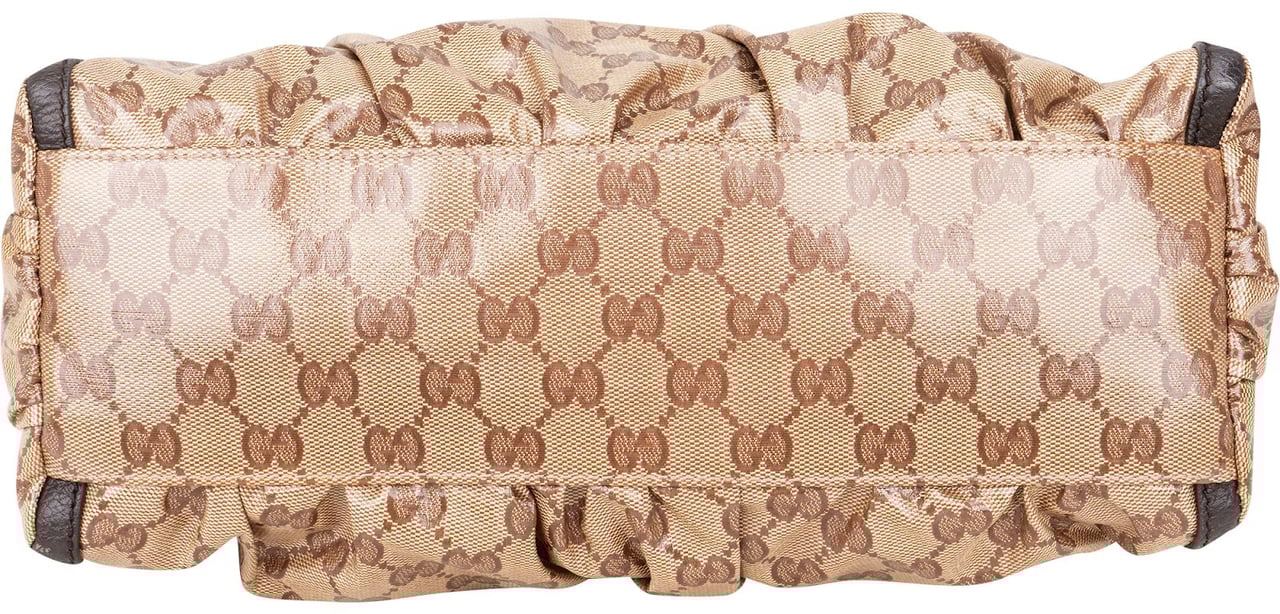 Gucci Gucci Monogram GG Patent Abbey Handbag Beige
