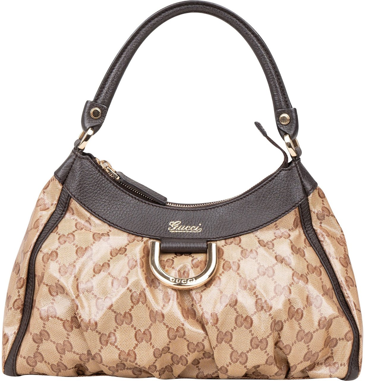 Gucci Gucci Monogram GG Patent Abbey Handbag Beige