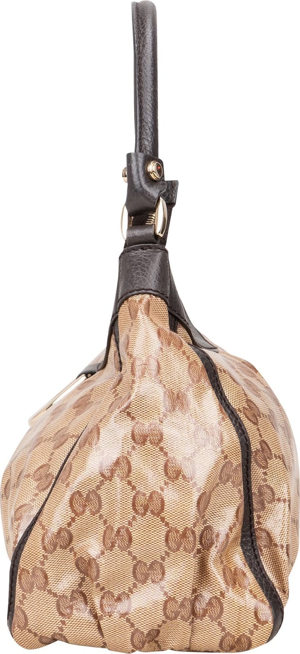 Gucci Gucci Monogram GG Patent Abbey Handbag Beige