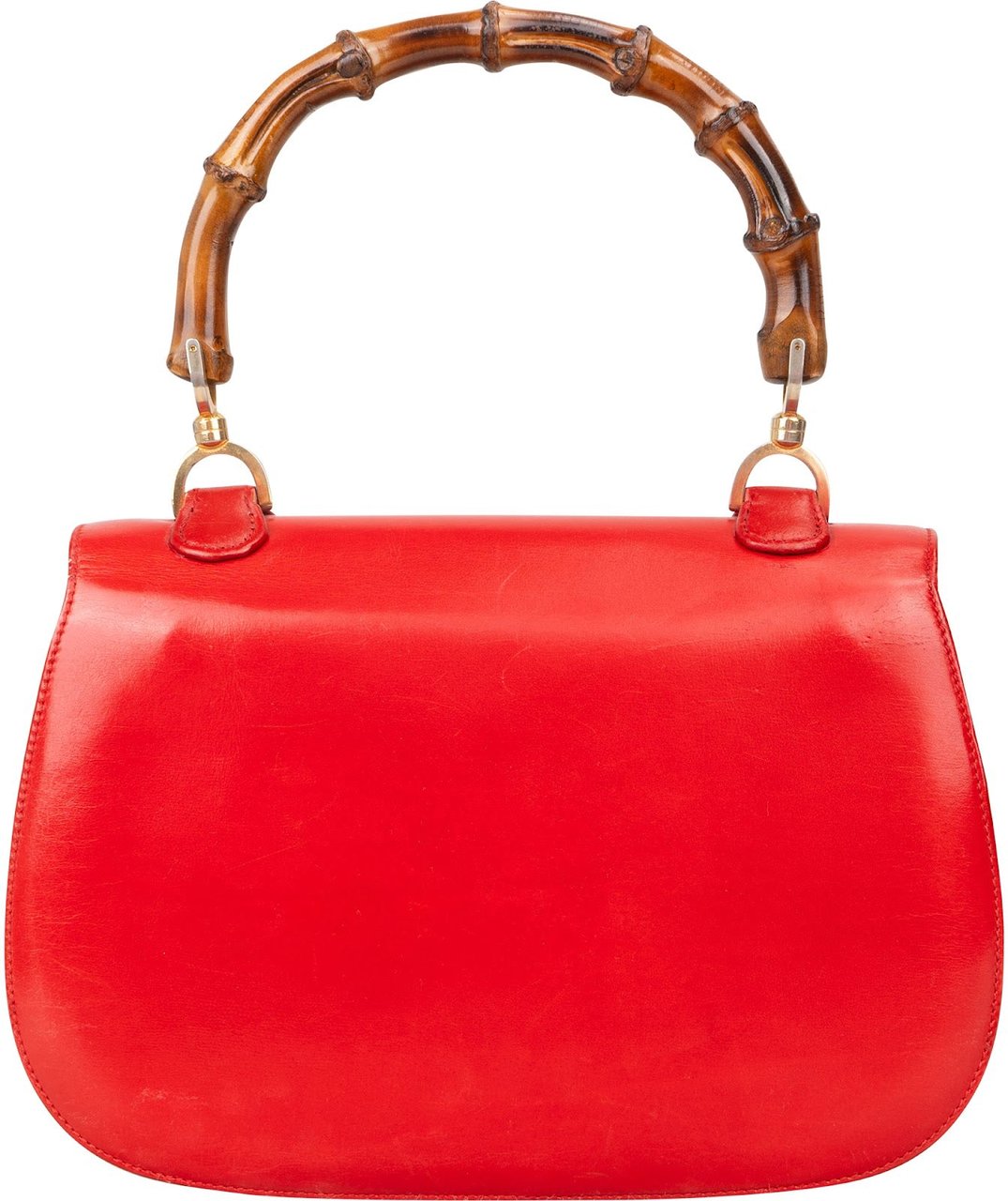 Gucci Gucci Red Leather Bamboo Top Handle Handbag Rood