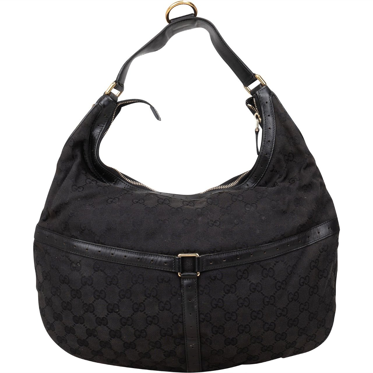 Gucci Monogram GG Hobo Shoulder Bag Zwart