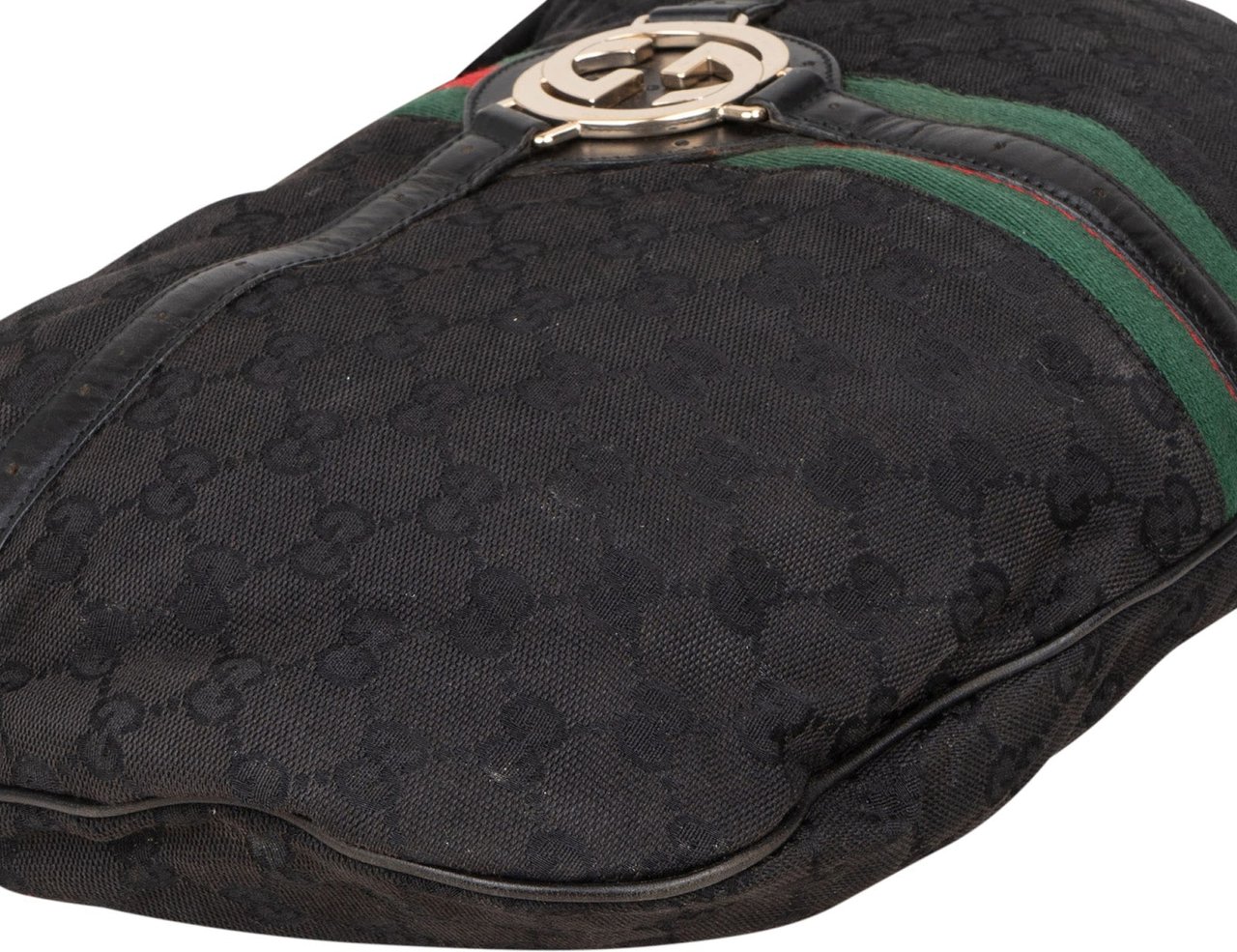 Gucci Monogram GG Hobo Shoulder Bag Zwart