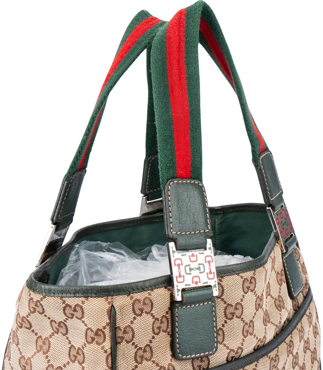 Gucci Gucci GG Monogram Stripes Handbag Bruin
