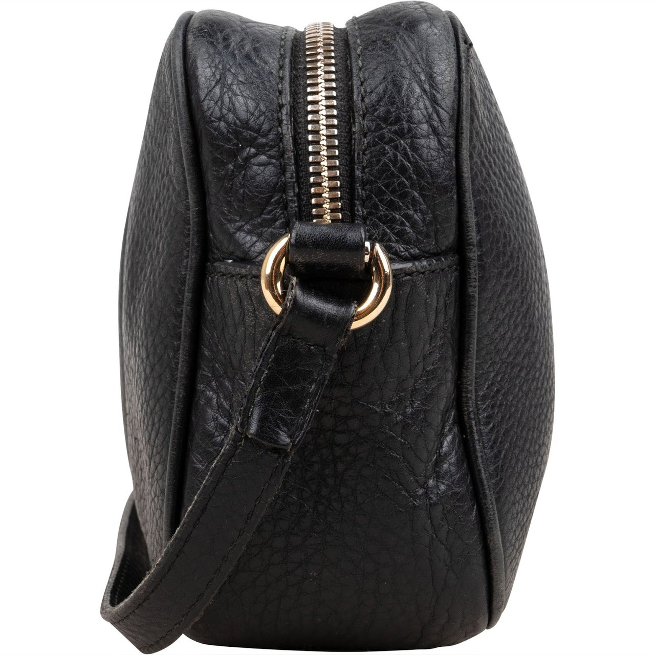 Gucci Gucci Black Leather Soho GG Crossbody Bag Zwart