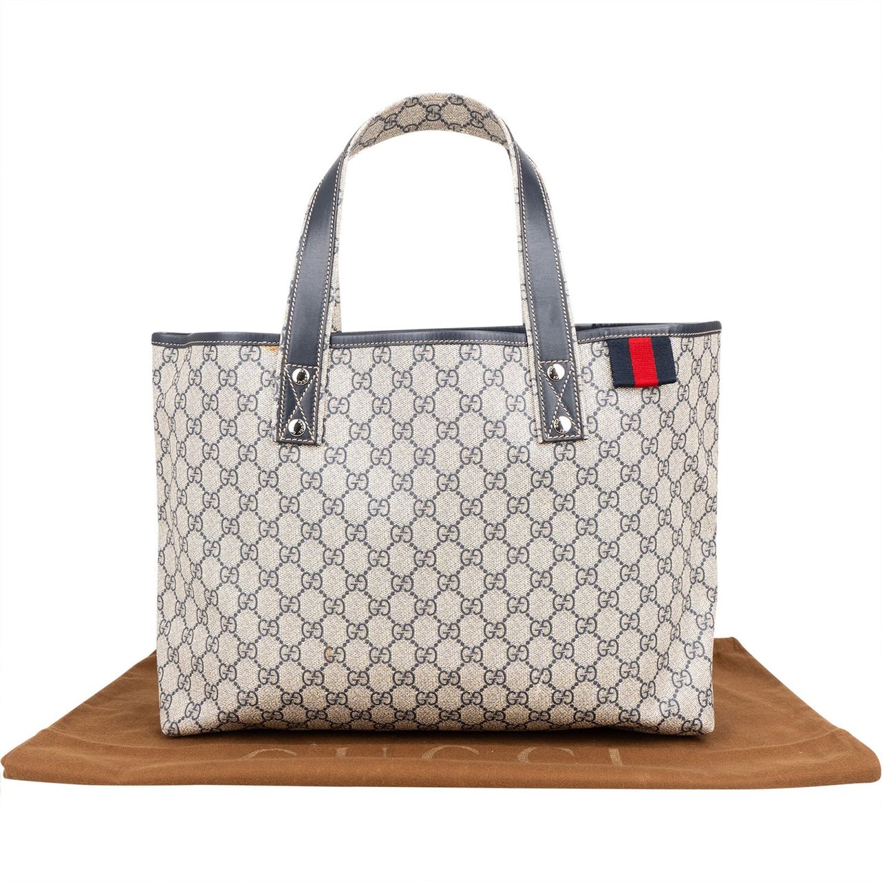 Gucci Gucci Supreme Monogram GG Plus Canvas Web Tote Handbag Divers