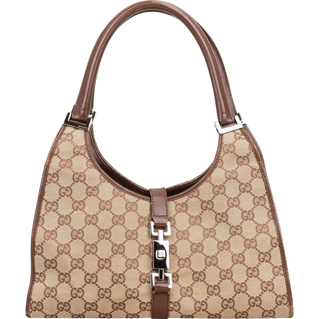 Gucci Gucci Monogram GG Canvas Jackie Shoulder Bag Beige