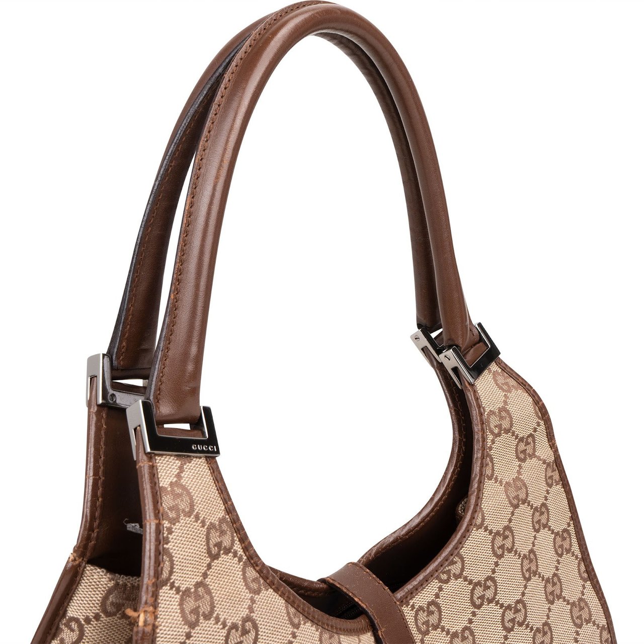 Gucci Gucci Monogram GG Canvas Jackie Shoulder Bag Beige